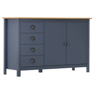 Buffet Hill Gris 130x40x80 Cm Bois De Pin Solide Vidaxl