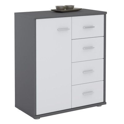 Buffet OSCAR, en m&eacute;lamin&eacute; gris et blanc mat