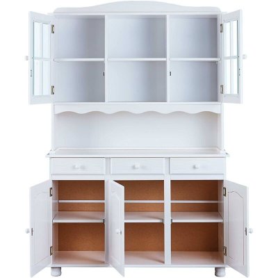 Buffet Siena 130x43/32x198h pin massif verni &agrave; l'eau blanc Inter Link