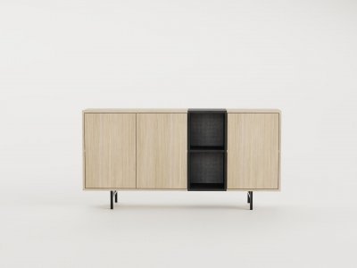 Buffet THEA 3 portes 2 niches Pusula & Noir 180 x 40 x 80 cm