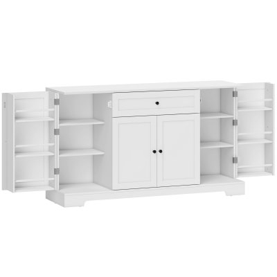 Buffet tiroir 4 portes racks-porte &eacute;tag&egrave;res r&eacute;glables bois blanc