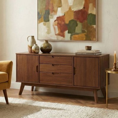 Buffet TIVOLI, 3 tiroirs et 2 portes, lasur&eacute; brun fonc&eacute; 
