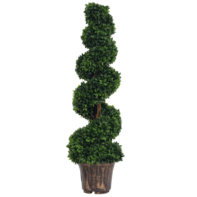OUTSUNNY Buis artificiel topiaire forme de spirale dim. &Oslash; 32 x 120H cm