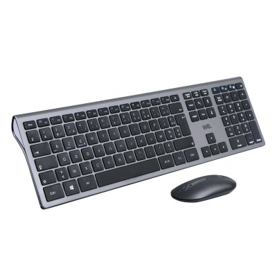 WE Bundle clavier souris  sans fil connextion BT et 2.4Ghz aspect Alu, connexion