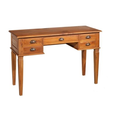 Bureau 5 tiroirs en Teck massif - PIAS - L 120 x l 50 x H 75