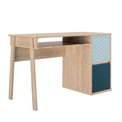 Bureau avec 1 niche et 2 portes - Beige et bleu