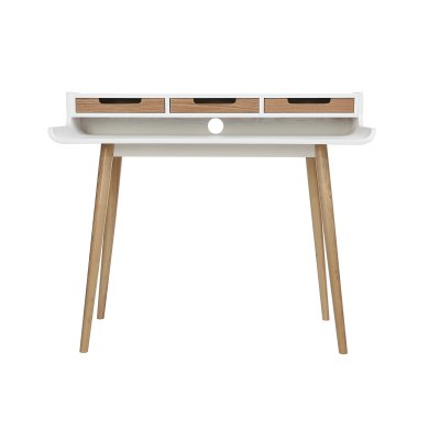 MILIBOO Bureau avec rangements scandinave bois clair et blanc L110 cm OPUS
