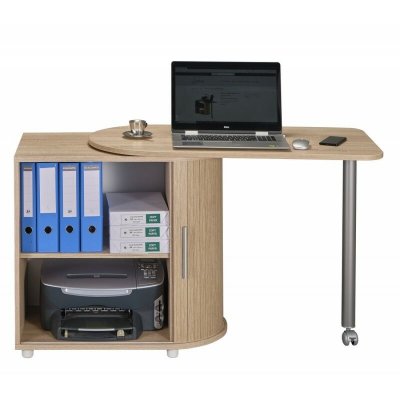Bureau Ch&ecirc;ne Table Pivotante et Rangement - Coloris: Ch&ecirc;ne Naturel