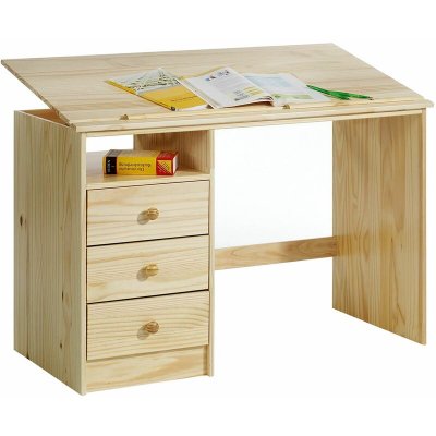 IDIMEX Bureau enfant 3 tiroirs vernis naturel