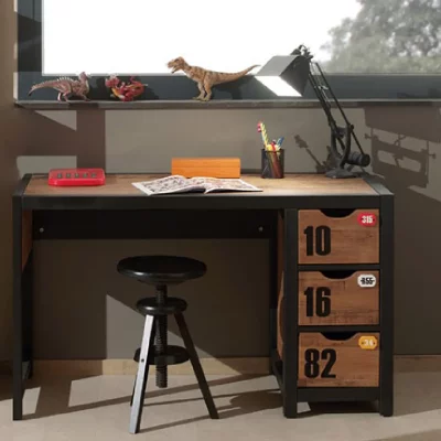 Bureau enfant alexy brun et noir 130 cm - 75 cm - brun et noir 2150