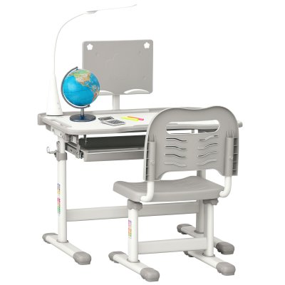 HOMCOM Bureau enfant avec chaise r&eacute;glables lampe et support inclus
