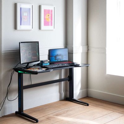 Bureau gamer &agrave; LED ALICE - Noir