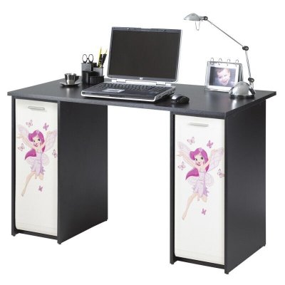 Bureau Noir 2 Caissons &agrave; Rideau 120 cm - Coloris: F&eacute;e 217