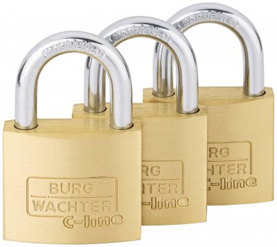 BURG WACHTER BURG-W&Auml;CHTER, Cadenas &agrave; Cylindre, Lot de 3 Cadenas, Trio 222 40 GL SB, Laiton Massif