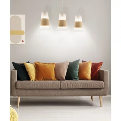 EGLO Burnham plafonnier suspendu &agrave; 3 lampes, barre droite, nickel satin&eacute;