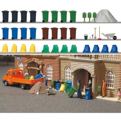 BUSCH  Environnement - BUE1136 - Mod&eacute;lisme Ferroviaire - Boites &agrave; Ordures