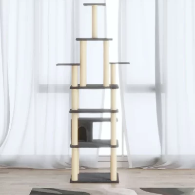 VIDAXL Bussandri Exclusive - Chat &agrave; griffes en sisal gris fonc&eacute; 183 cm