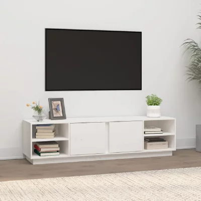 VIDAXL Bussandri Exclusive Meuble TV en pin massif Blanc 156 x 40 x 40 cm