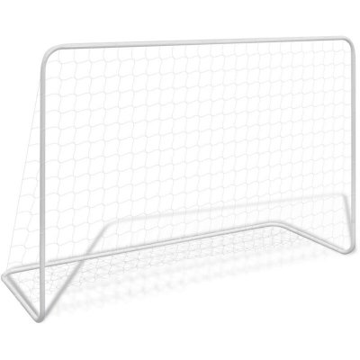 VIDAXL But de football avec filet 182x61x122 cm Acier Blanc  n/a