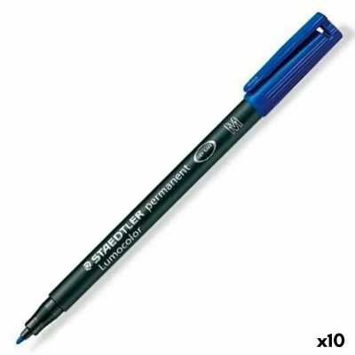 STAEDTLER C/10 Rotulador Lumocolor 317 Azul Punta M Permanente - [Livre en VO]