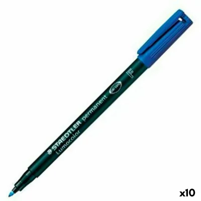 STAEDTLER C/10 Rotulador Lumocolor 318 Azul Punta F Permanente - [Livre en VO]