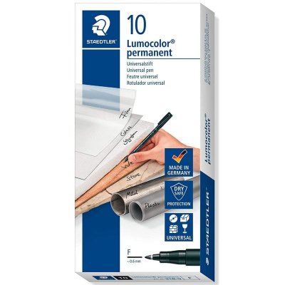 STAEDTLER C/10 Rotulador Lumocolor 318 Negro Punta F Permanente - [Livre en VO]