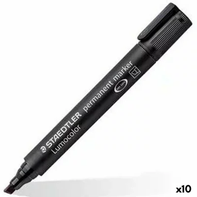 STAEDTLER C/10 Rotulador Lumocolor 350 Negro Punta Biselada - [Livre en VO]