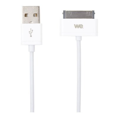 WE C ble USB Apple 30 pin blanc - 1m - compatible i4/4S