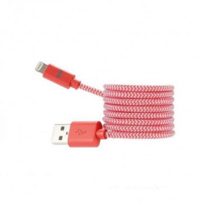 WE C ble USB/Lightning nylon tress&eacute; 1m - rouge & blanc