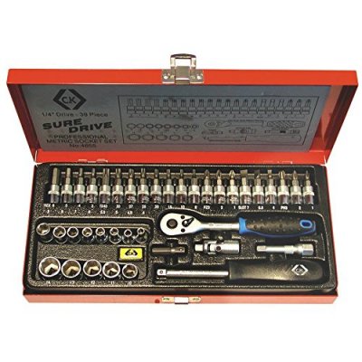 C.K  T4655 Coffret 39 pi&egrave;ces de douilles et d'embouts de vissage 1/4