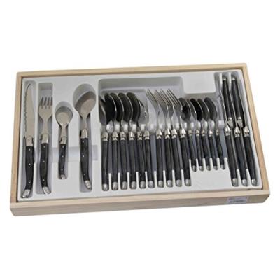 GENERIQUE C9826 : menagere laguiole 24 pieces gris / noir marbre