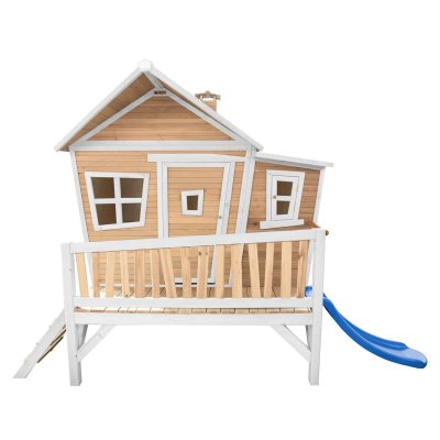 AXI Cabane asym&eacute;trique en bois sur pilotis avec toboggan 118 cm bleu