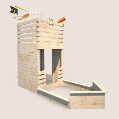 SOULET Cabane en bois avec bac &agrave; sable bateau pirate pour enfants - Pirate