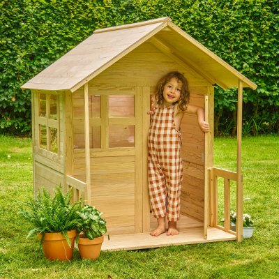 TP TOYS Cabane enfant avec plancher et v&eacute;randa - bois FSC&reg; - BOUTON D'OR
