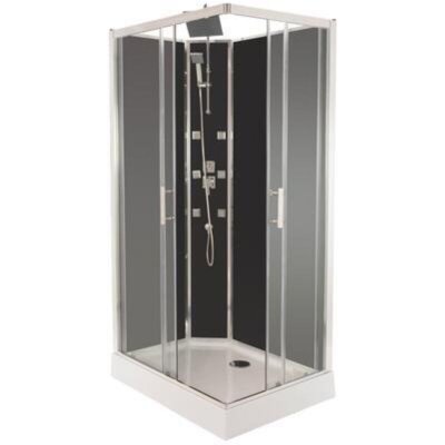 ONDEE Cabine hydromassante SELIA - Sans silicone - 110x80cm - Chrom&eacute; - En kit