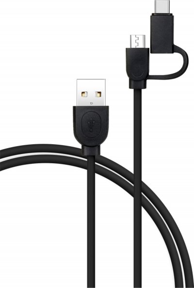 BBC C&acirc;ble 2 en 1 USB A/micro USB & USB C 1,2 m Noir Bigben - Neuf