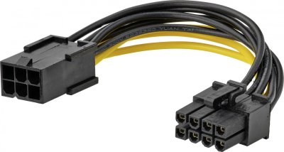 AKASA C&acirc;ble adaptateur PCI-E 6 broches vers PCI-E 8 broches - 10 cm - 