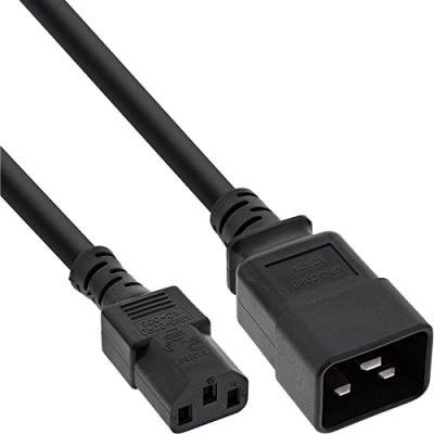 INLINE C&acirc;ble adaptateur secteur &reg;, iec-60320 c20 &agrave; c13, 3x1,5mm&sup2;, max. 10a, noir, 2m