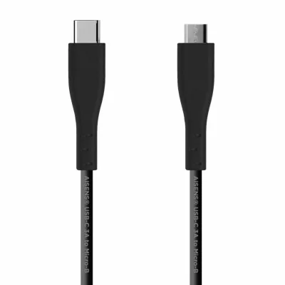 AISENS C&acirc;ble  USB 2.0 3A - Type USB-C/M-Micro B/M - 2.0m - Couleur Noir