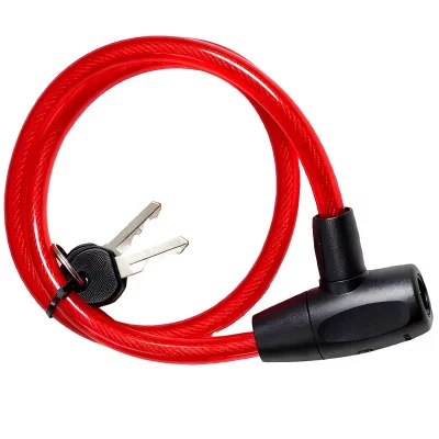 AVIZAR C&acirc;ble Antivol &agrave; T&ecirc;te Plate avec Serrure &agrave; Cl&eacute; pour V&eacute;lo et Trottinette Rouge / Noir