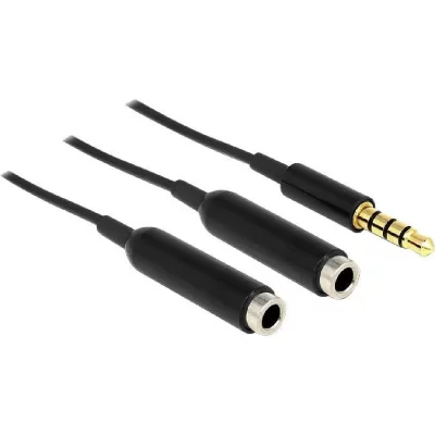 DELOCK C&acirc;ble audio  65575 [1x Jack m&acirc;le 3.5 mm - 2x Jack femelle 3.5 mm] 0.25 m noir