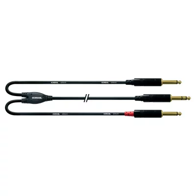 CORDIAL C&acirc;ble audio en Y 0,9M , jack REAN 6,3 mm/2x jack 6,3 mm