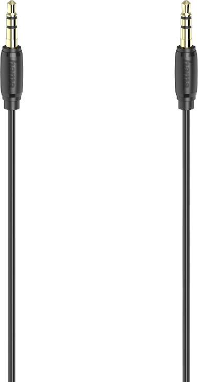HAMA C&acirc;ble audio, jack m&acirc;le 3,5 mm/f. M&acirc;le, st&eacute;r&eacute;o, dor&eacute;, ultrafin, 0,5 m