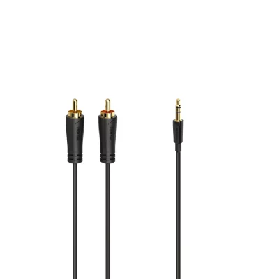 HAMA C&acirc;ble audio, jack m&acirc;le 3,5mm - 2 fiches rca m&acirc;les, st&eacute;r&eacute;o, dor&eacute;, 3 m