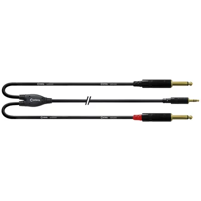 CORDIAL C&acirc;ble Audio Minijack St&eacute;r&eacute;o - 2 Jack Mono 90 CM