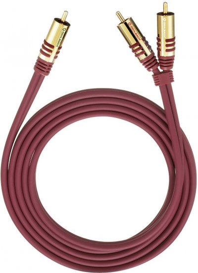 OEHLBACH C&acirc;ble audio  20561 [2x Cinch-RCA m&acirc;le - 1x Cinch-RCA m&acirc;le] 1.00 m rouge contacts dor&eacute;s
