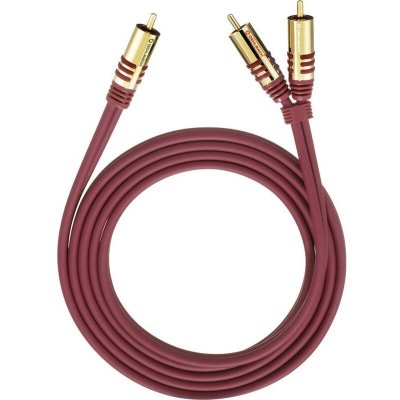 OEHLBACH C&acirc;ble audio  20562 [2x Cinch-RCA m&acirc;le - 1x Cinch-RCA m&acirc;le] 2.00 m rouge contacts dor&eacute;s