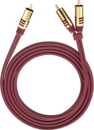 OEHLBACH C&acirc;ble audio  20565 [2x Cinch-RCA m&acirc;le - 1x Cinch-RCA m&acirc;le] 5.00 m rouge contacts dor&eacute;s