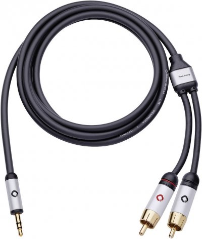 OEHLBACH C&acirc;ble audio  60002 [2x Cinch-RCA m&acirc;le - 1x Jack m&acirc;le 3.5 mm] 1.50 m noir contacts dor&eacute;s