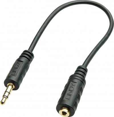 LINDY C&acirc;ble audio Premium jack 3,5mm m&acirc;le vers jack 2,5mm femelle, 20cm